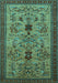 Machine Washable Oriental Turquoise Industrial Area Rugs, wshurb750turq