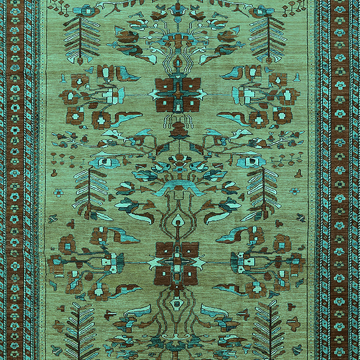 Machine Washable Oriental Turquoise Industrial Area Rugs, wshurb750turq