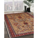 Mid-Century Modern Red Oriental Rug in Family Room, urb750