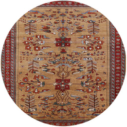 Round Machine Washable Industrial Modern Tomato Red Rug, wshurb750