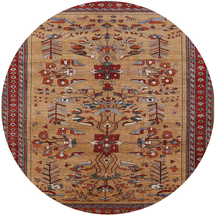 Round Mid-Century Modern Red Oriental Rug, urb750