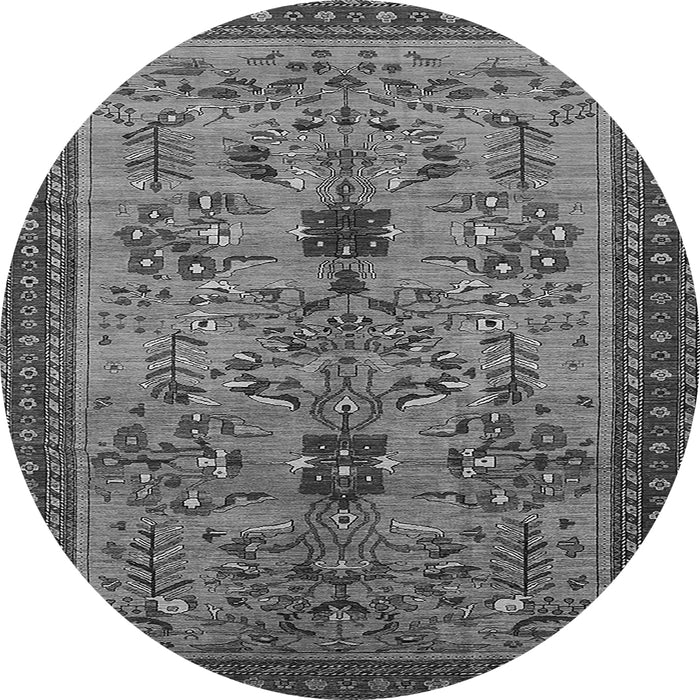 Round Machine Washable Oriental Gray Industrial Rug, wshurb750gry