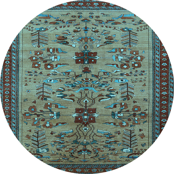 Round Oriental Light Blue Industrial Rug, urb750lblu