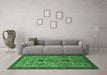 Machine Washable Oriental Emerald Green Industrial Area Rugs in a Living Room,, wshurb750emgrn