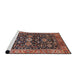 Sideview of Machine Washable Industrial Modern Camel Brown Rug, wshurb751