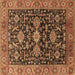 Square Machine Washable Oriental Brown Industrial Rug, wshurb751brn