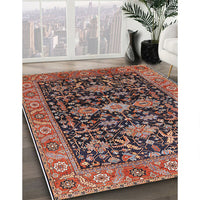 Mid-Century Modern Camel Brown Oriental Rug, urb751