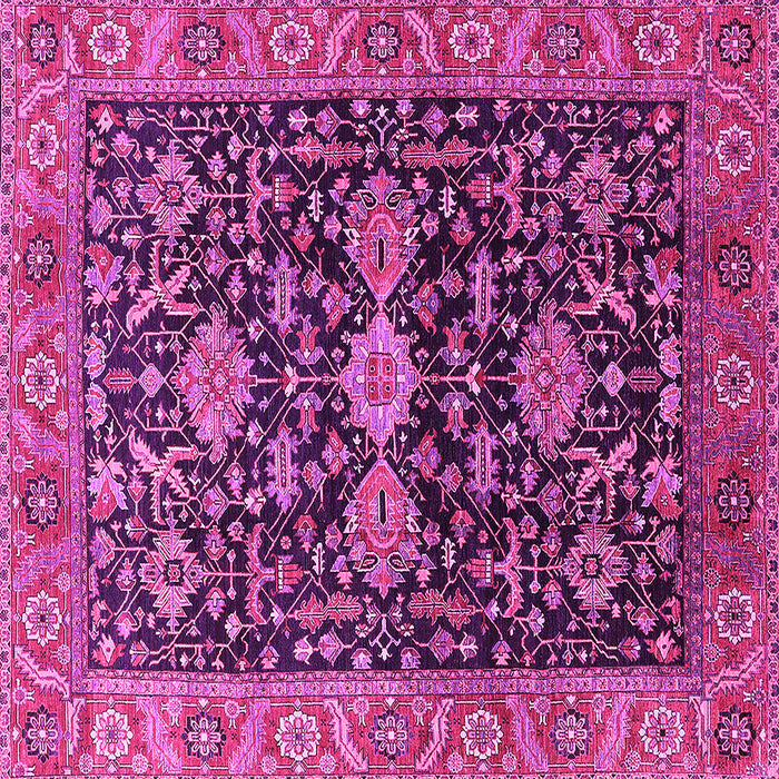 Square Machine Washable Oriental Pink Industrial Rug, wshurb751pnk