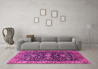 Machine Washable Oriental Pink Industrial Rug, wshurb751pnk