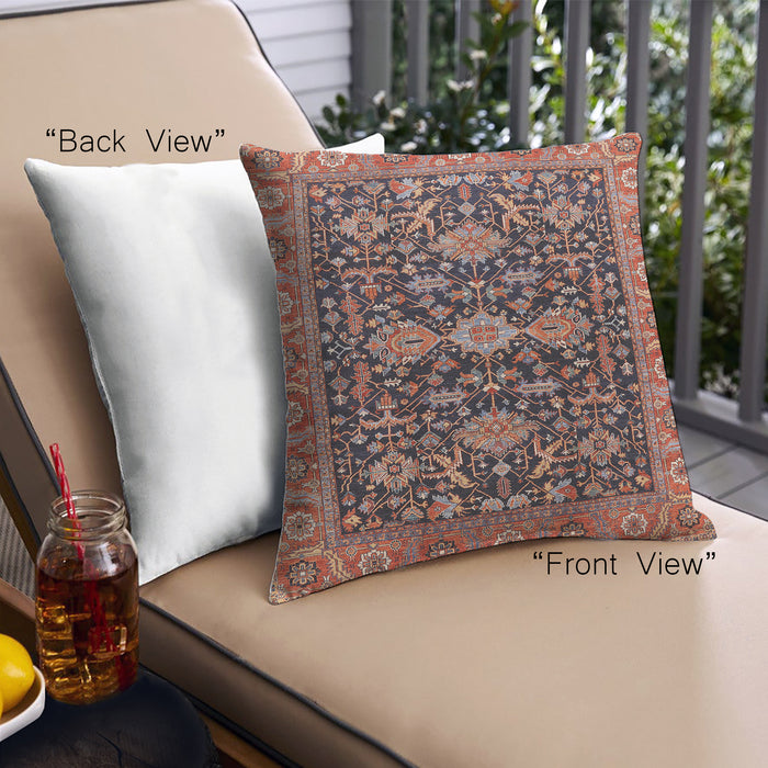 Front View of Mid-Century Modern Urban Square Camel Brown Throw Pillow, 18 inch by 18 inch, pwurb751