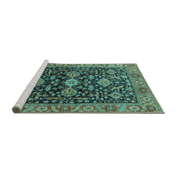 Sideview of Machine Washable Oriental Turquoise Industrial Area Rugs, wshurb751turq