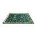 Sideview of Machine Washable Oriental Turquoise Industrial Area Rugs, wshurb751turq