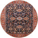 Round Mid-Century Modern Camel Brown Oriental Rug, urb751