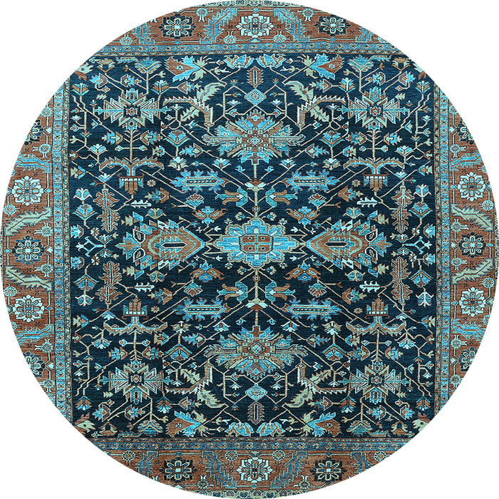 Round Oriental Light Blue Industrial Rug, urb751lblu