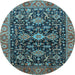 Round Oriental Light Blue Industrial Rug, urb751lblu