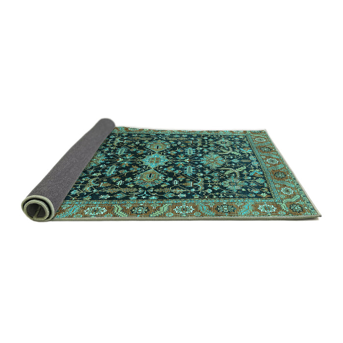 Sideview of Oriental Turquoise Industrial Rug, urb751turq