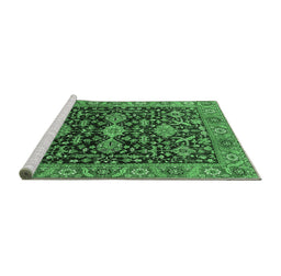 Sideview of Machine Washable Oriental Emerald Green Industrial Area Rugs, wshurb751emgrn