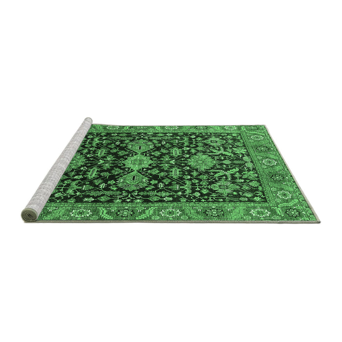 Sideview of Machine Washable Oriental Emerald Green Industrial Area Rugs, wshurb751emgrn