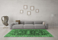 Machine Washable Oriental Emerald Green Industrial Rug, wshurb751emgrn