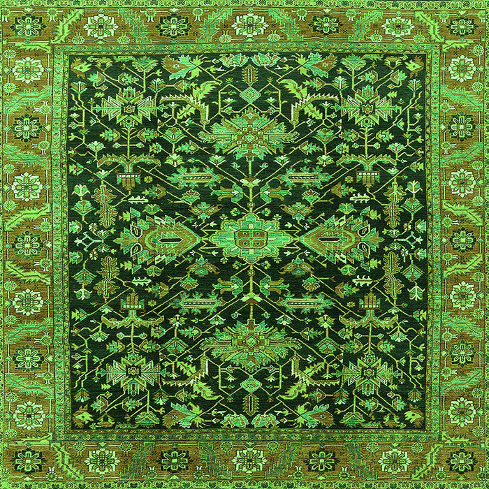 Square Oriental Green Industrial Rug, urb751grn