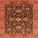 Square Machine Washable Oriental Orange Industrial Area Rugs, wshurb751org