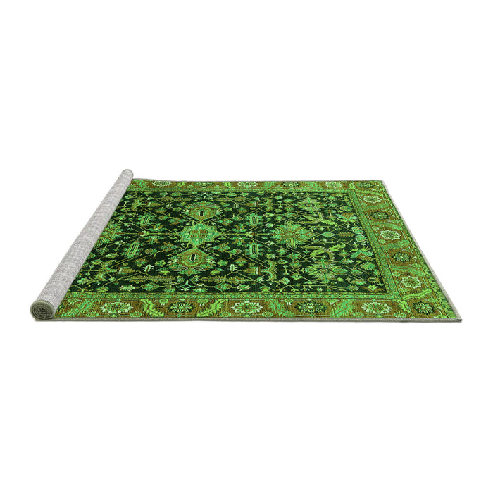 Sideview of Machine Washable Oriental Green Industrial Area Rugs, wshurb751grn