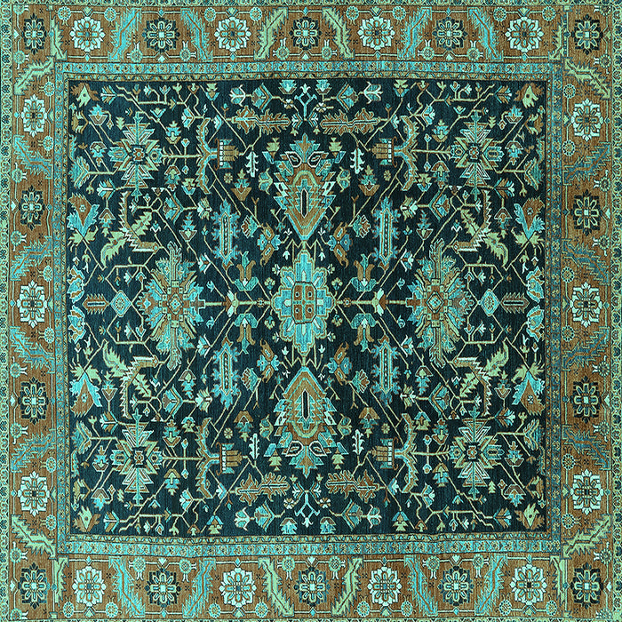Square Oriental Turquoise Industrial Rug, urb751turq