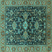 Square Oriental Turquoise Industrial Rug, urb751turq