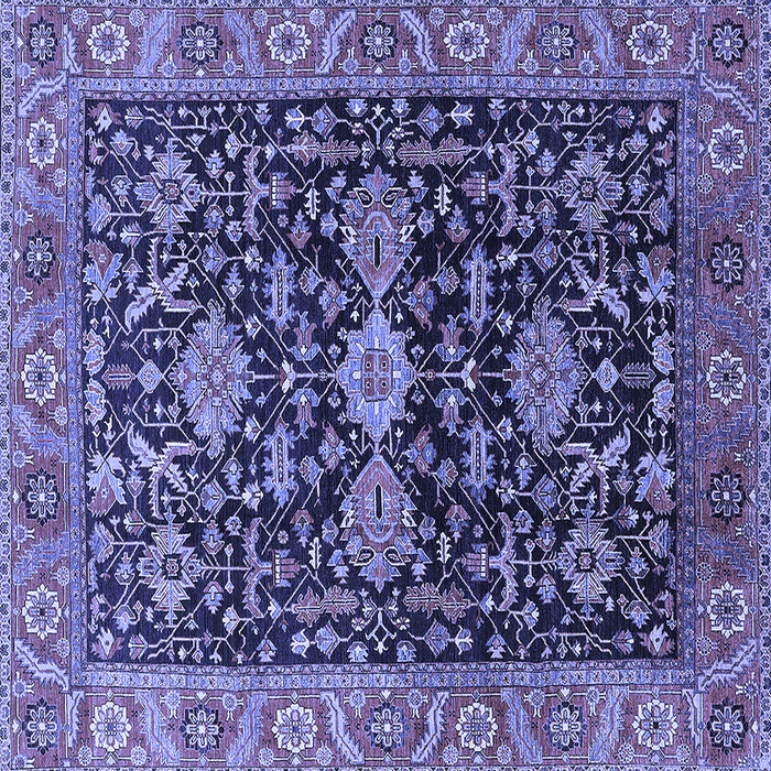 Square Machine Washable Oriental Blue Industrial Rug, wshurb751blu