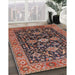 Mid-Century Modern Camel Brown Oriental Rug in Family Room, urb751