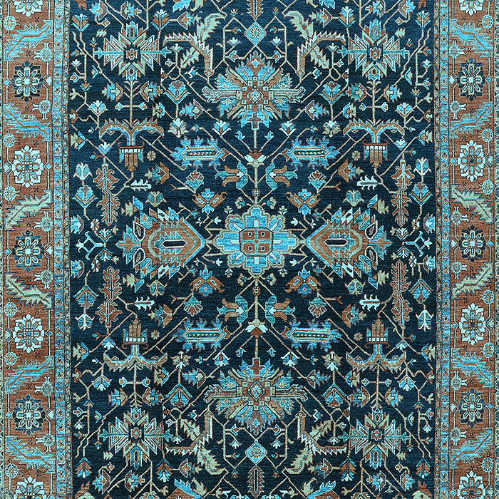 Machine Washable Oriental Light Blue Industrial Rug, wshurb751lblu