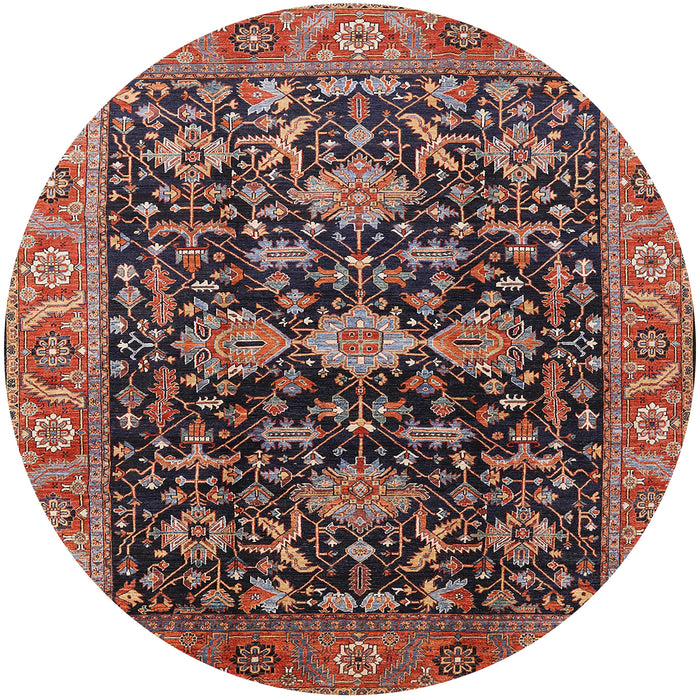 Round Machine Washable Industrial Modern Camel Brown Rug, wshurb751