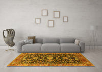 Machine Washable Oriental Yellow Industrial Rug, wshurb751yw