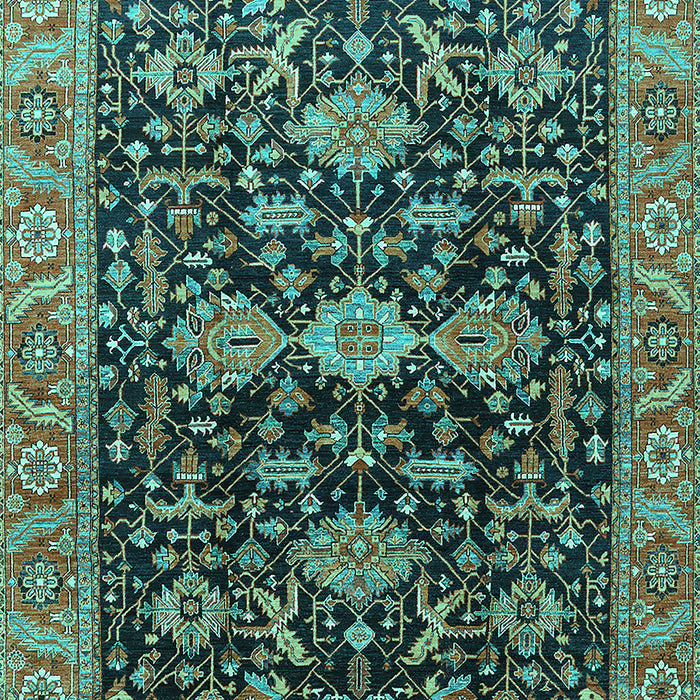 Machine Washable Oriental Turquoise Industrial Area Rugs, wshurb751turq