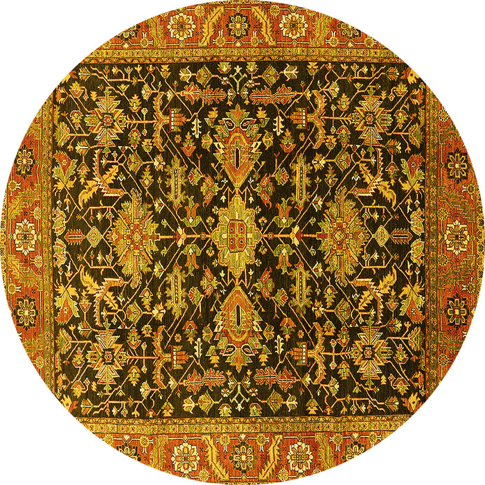 Round Oriental Yellow Industrial Rug, urb751yw