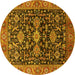 Round Oriental Yellow Industrial Rug, urb751yw