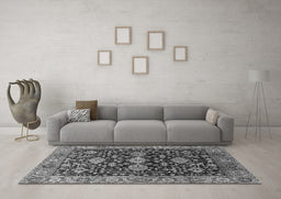 Machine Washable Oriental Gray Industrial Rug in a Living Room,, wshurb751gry
