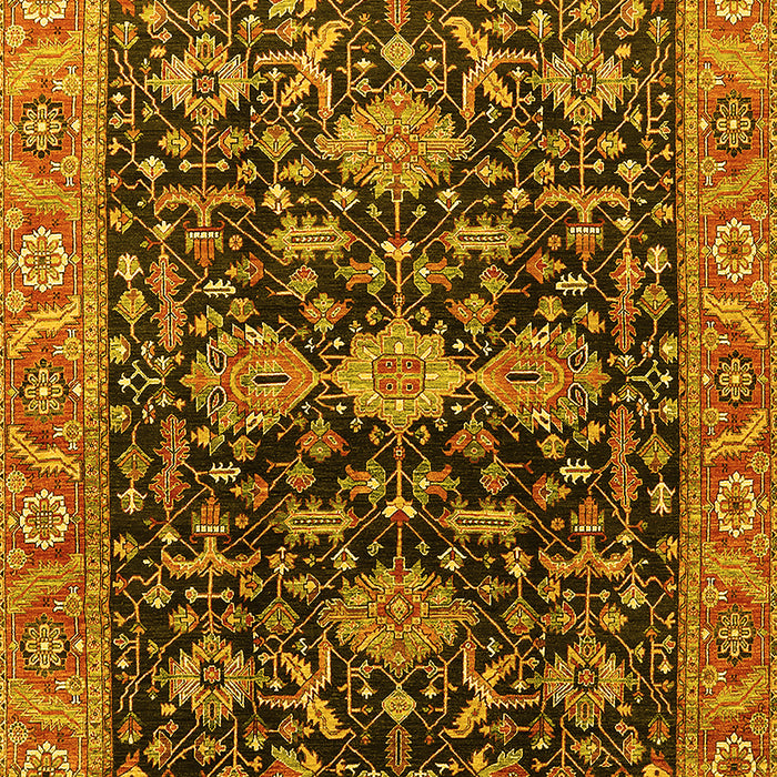 Machine Washable Oriental Yellow Industrial Rug, wshurb751yw