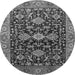 Round Machine Washable Oriental Gray Industrial Rug, wshurb751gry