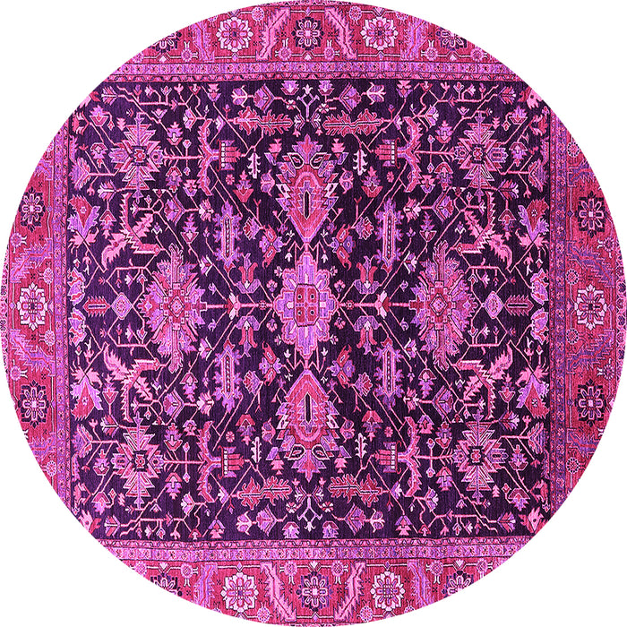 Round Machine Washable Oriental Pink Industrial Rug, wshurb751pnk