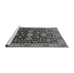 Sideview of Machine Washable Oriental Gray Industrial Rug, wshurb751gry