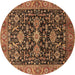 Round Oriental Brown Industrial Rug, urb751brn