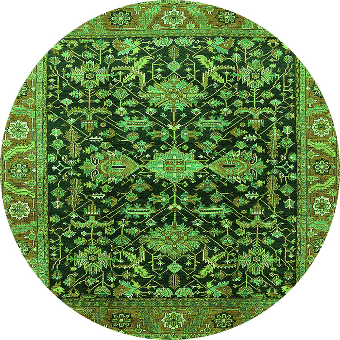 Round Oriental Green Industrial Rug, urb751grn