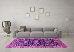 Machine Washable Oriental Purple Industrial Area Rugs in a Living Room, wshurb751pur