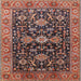 Square Mid-Century Modern Camel Brown Oriental Rug, urb751