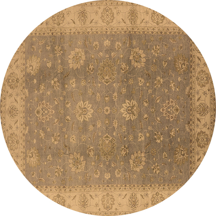 Round Machine Washable Oriental Brown Traditional Rug, wshurb752brn