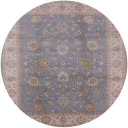Round Mid-Century Modern Rose Purple Oriental Rug, urb752