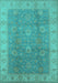 Machine Washable Oriental Turquoise Traditional Area Rugs, wshurb752turq