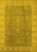 Machine Washable Oriental Yellow Traditional Rug, wshurb752yw