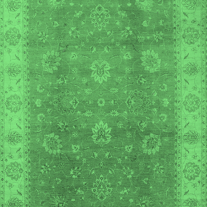 Machine Washable Oriental Emerald Green Traditional Area Rugs, wshurb752emgrn